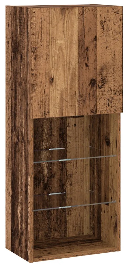 TV szekrény LED lámpákkal Megkopott fa 40.5x30x102 cm