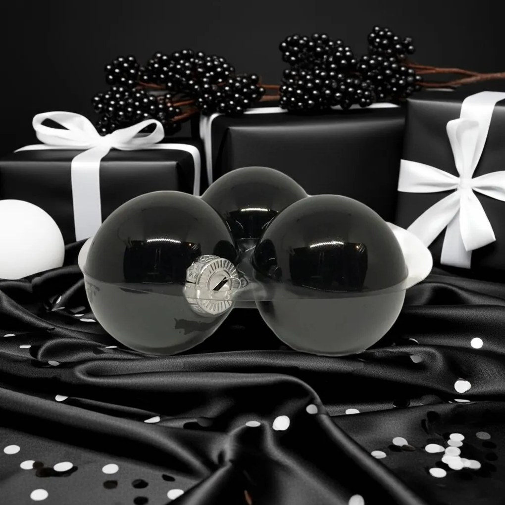 Black üveg karácsonyi gömb szett 12*6cm fekete