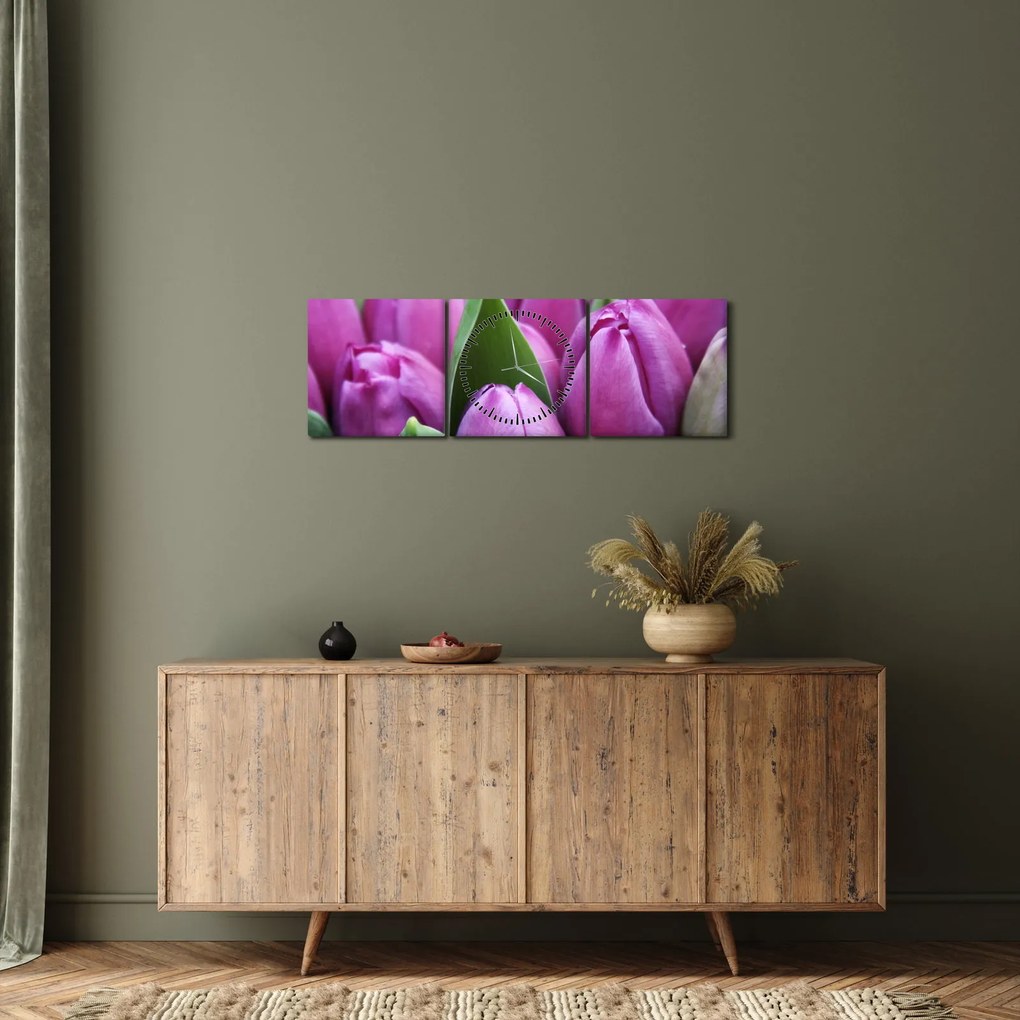 Kép - tulipánok (órával) (90x30 cm)