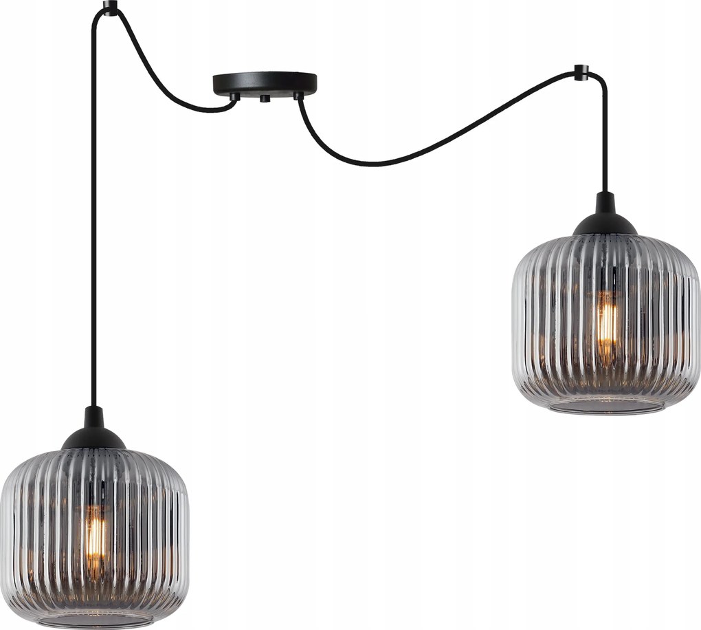 Mennyezeti Lámpa Lógó Csillár Pók Fekete Loft Grafit Üveg Henger