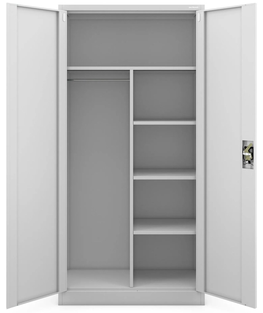 Fém öltözőszekrény DAWID, 900 x 1850 x 450 mm, szürke