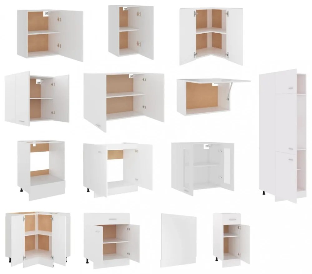 Lyon 14 részes fehér forgácslap konyhai szekrénygarnitúra