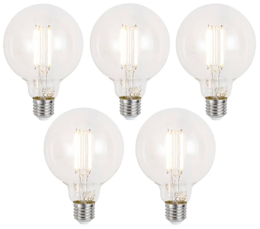 5 db Okos E27 Dimmelhető LED Izzó G95 Átlátszó 7W 806lm 2700-6500K