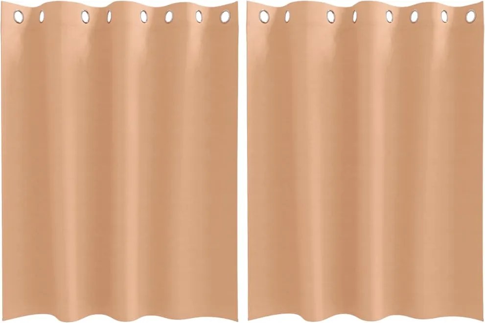 vidaXL Fekete Függöny Gyűrűkkel 2 pcs Világos Barna 140 x 140 cm