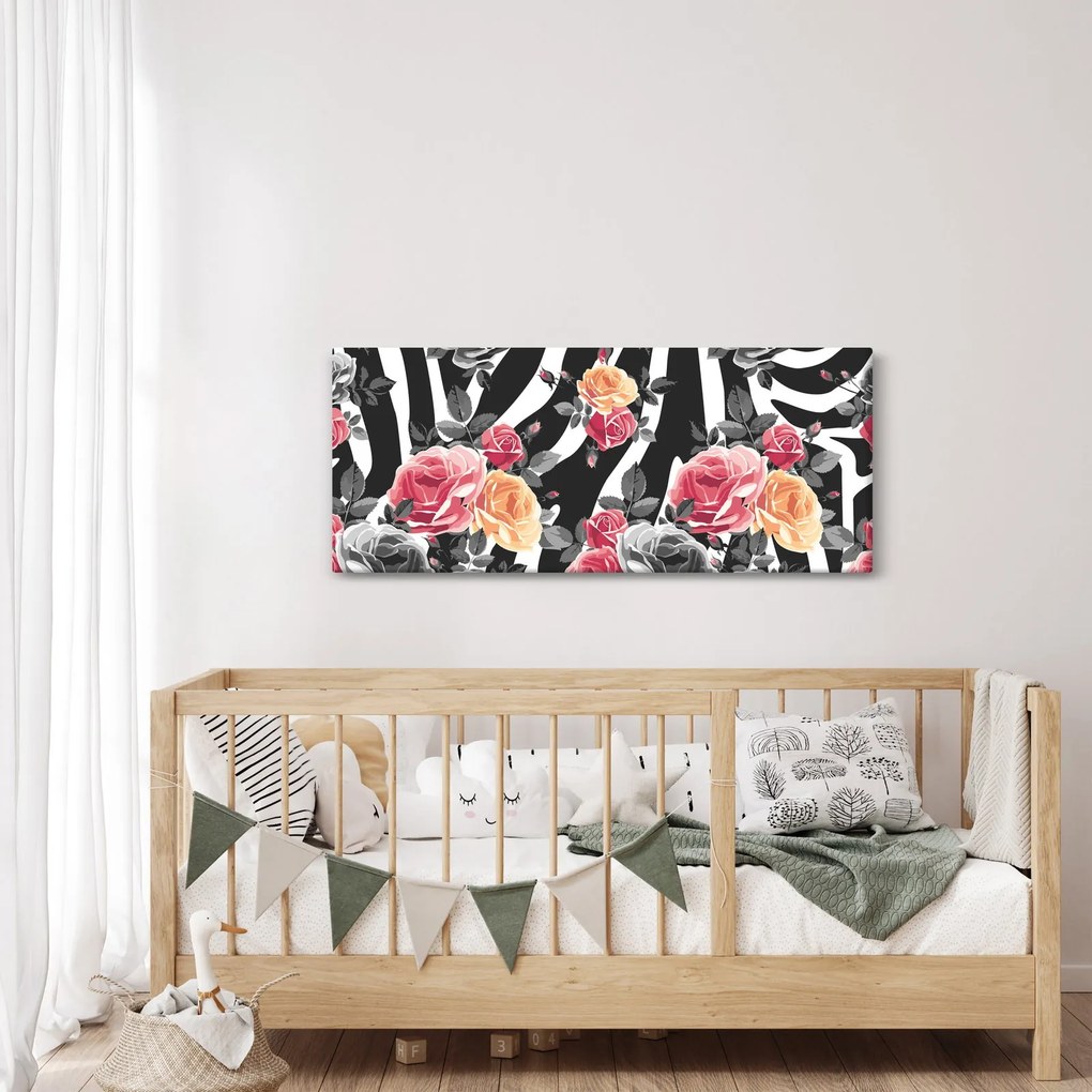 Virágzó rózsák képe (120x50 cm)