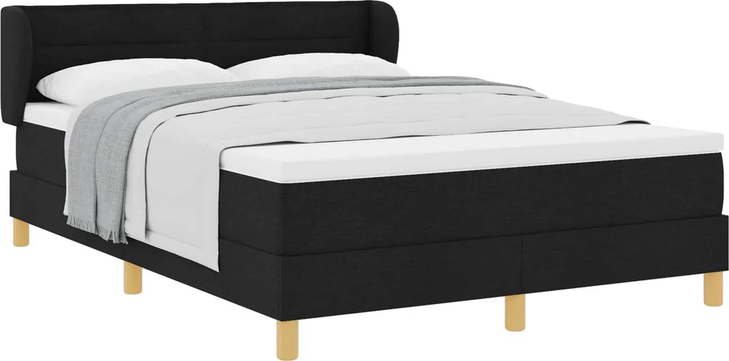 vidaXL Boxrugós ágy matracmal fejtámlával Fekete 160 x 200 cm szövet