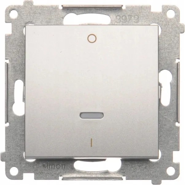 Simon 54 Kapcsolókapcsoló Kétpólusú Led háttérvilágítású Ezüst Matt