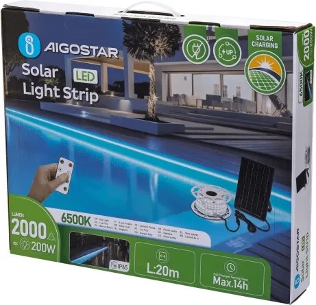 Aigostar - dimmelhető napelemes LED-szalag LED/20W/3,2V 20 m 6500K IP65 + távirányító