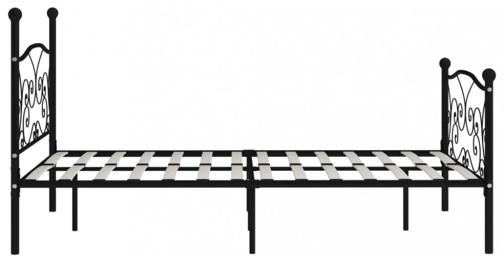 fekete fém ágykeret lécezett ágyráccsal 160 x 200 cm