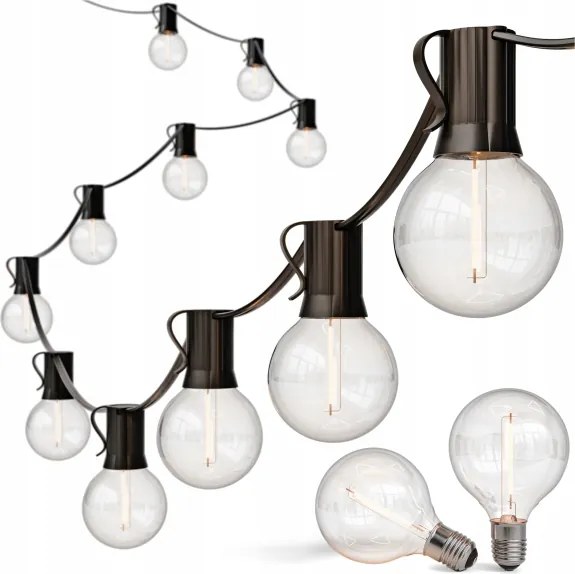 LED dimmelhető kültéri fényfüzér 25xE12/1W/24/230V 17,5 m IP65 fekete + távirányító