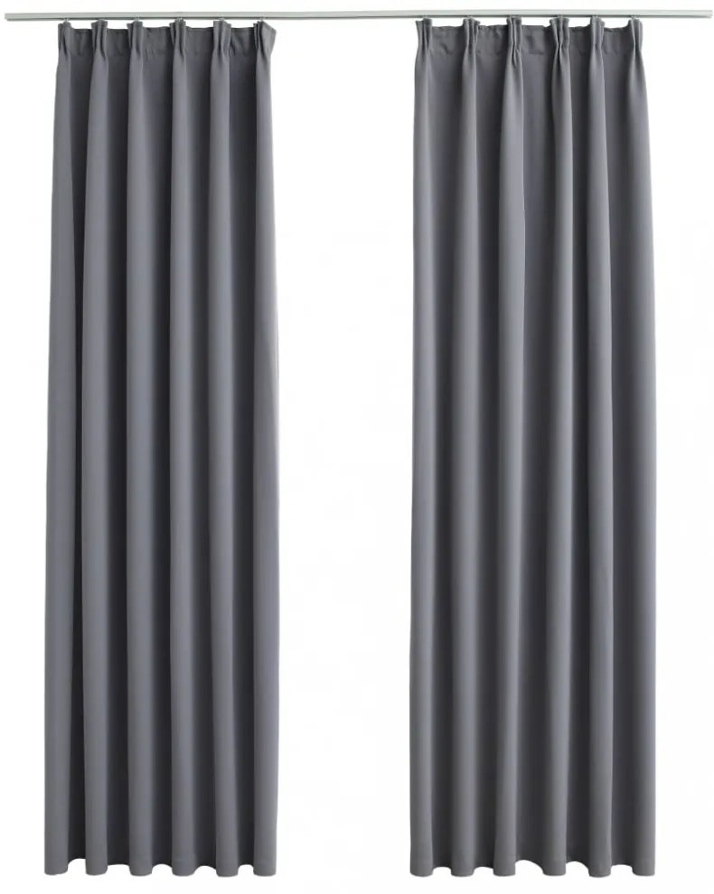 vidaXL 2 db szürke sötétítőfüggöny kampókkal 140 x 175 cm