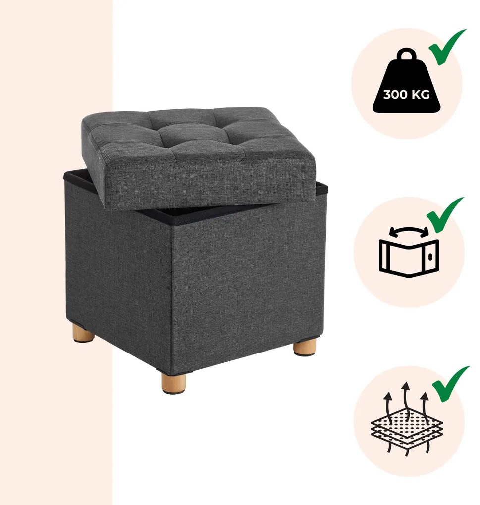 OTO lábas tárolós puff, 38x38x40cm, antracit Jurhan