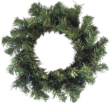 Zöld műkoszorú, díszítetlen, átmérő 30 cm., 30 cm átmérőjű