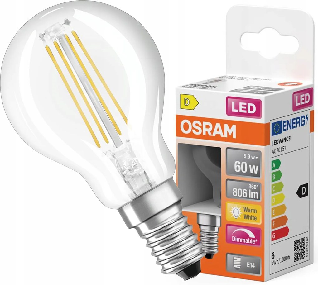 Led izzó E14 5,9W 60W 2700K Fényerőszabályozható Osram