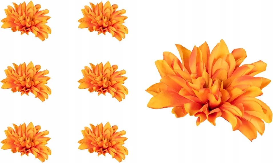 Dália virágfej narancssárga művirág kompozíció 6 db-os