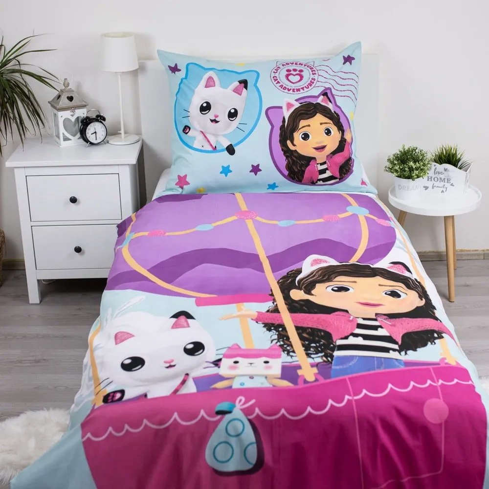 Egyszemélyes pamut gyerek ágyneműhuzat 140x200 cm Gabby's Dollhouse "Balloon" – Jerry Fabrics