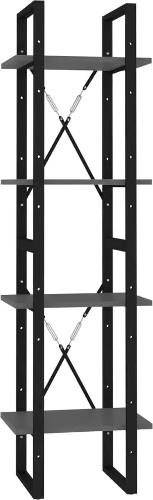 vidaXL 4-szintes szürke szerelt fa könyvszekrény 40 x 30 x 140 cm