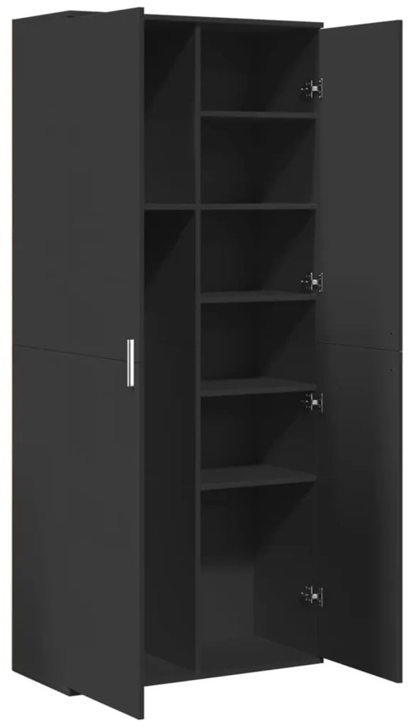 fekete szerelt fa magasszekrény 80 x 35 x 180 cm