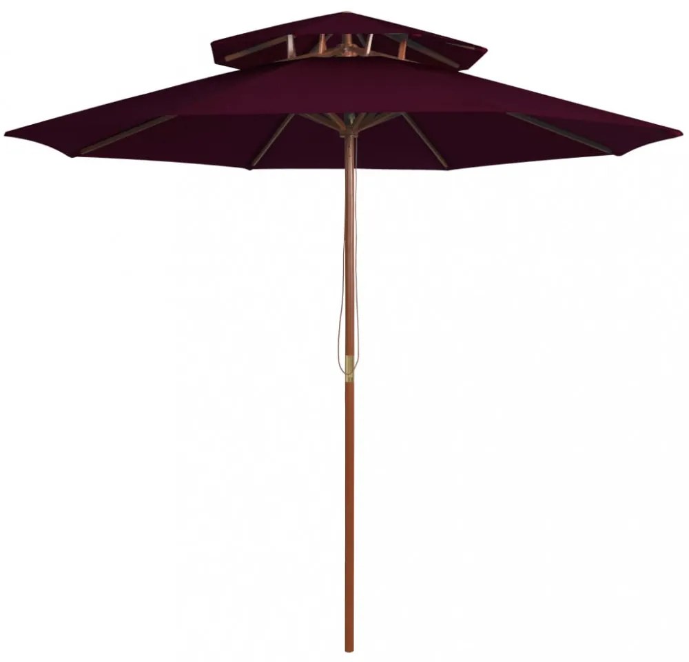 bordóvörös kétszintes napernyő farúddal 270 cm