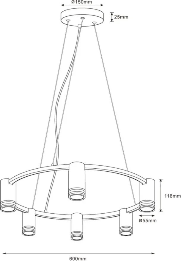 POLUX 327574 ROMA Modern Led Függesztett Lámpa Fekete GU10 IP20