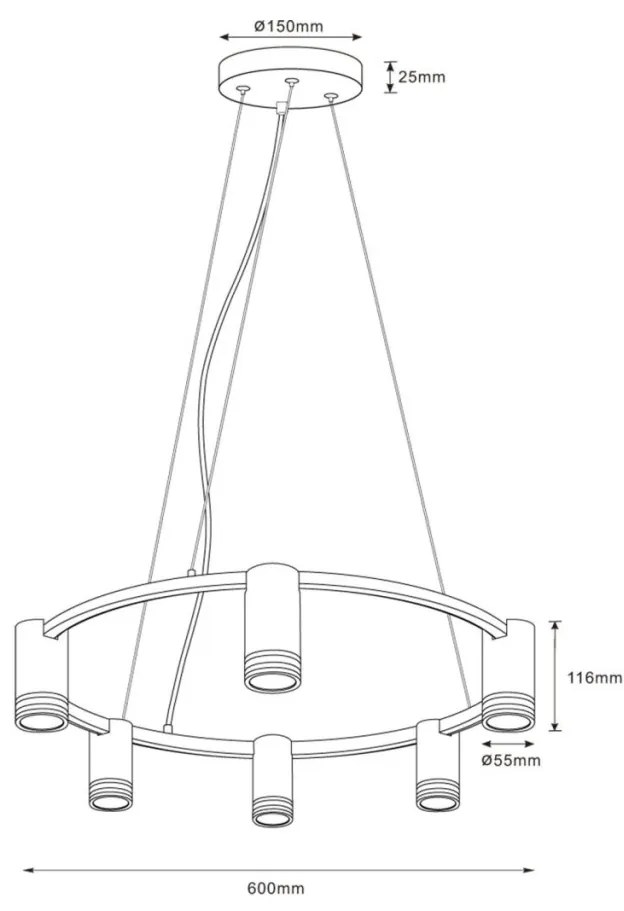 Polux ROMA 327574 Lepel lámpa 6x10W/GU10 IP20
