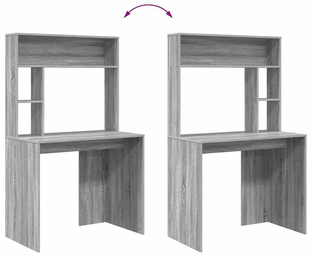 Asztal polcokkal Szürke sonoma 91 x 50 x 149 cm Faanyag