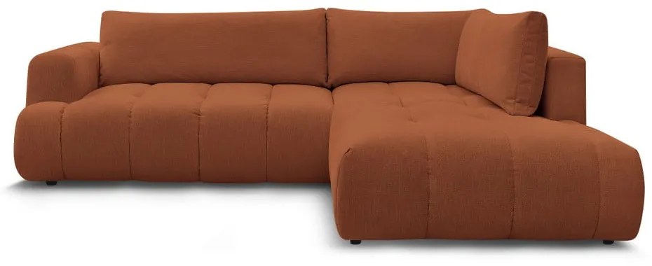 Téglavörös kinyitható-tárolóhelyes sarokkanapé (jobb oldali-L alakú) Fuji – Bobochic Paris