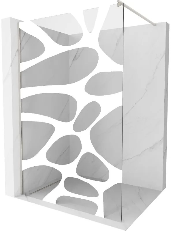 Mexen Kioto, Walk-In zuhany paraván 80 x 200 cm, 8 mm átlátszó üveg fehér mintás, csiszolt acél profil, 800-080-101-97-97