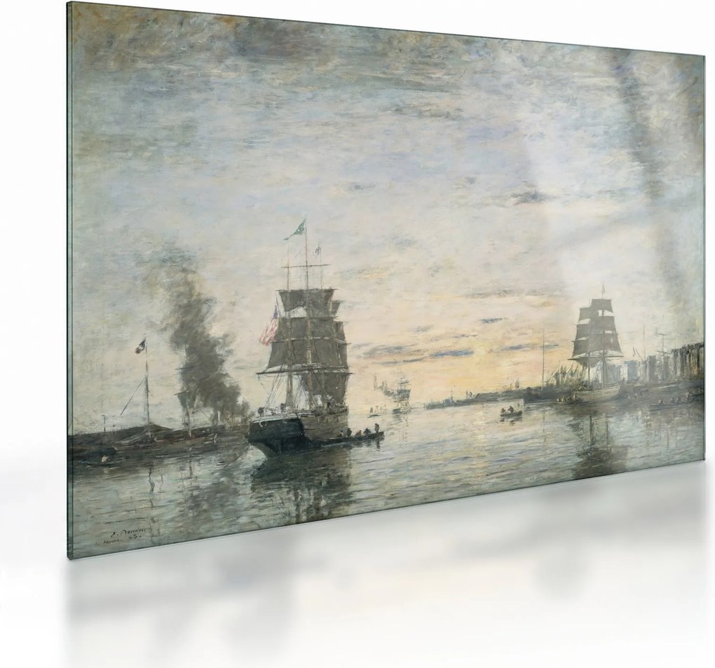 Üveg kép - Eugène Boudin, Entrance to the Harbor, Le Havre, reprodukciók (70x50 cm)