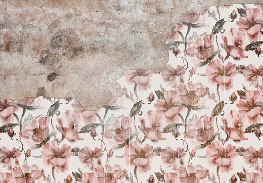 Vintage virágok a régi falon flizelin fotótapéta 416x290 +ragasztó