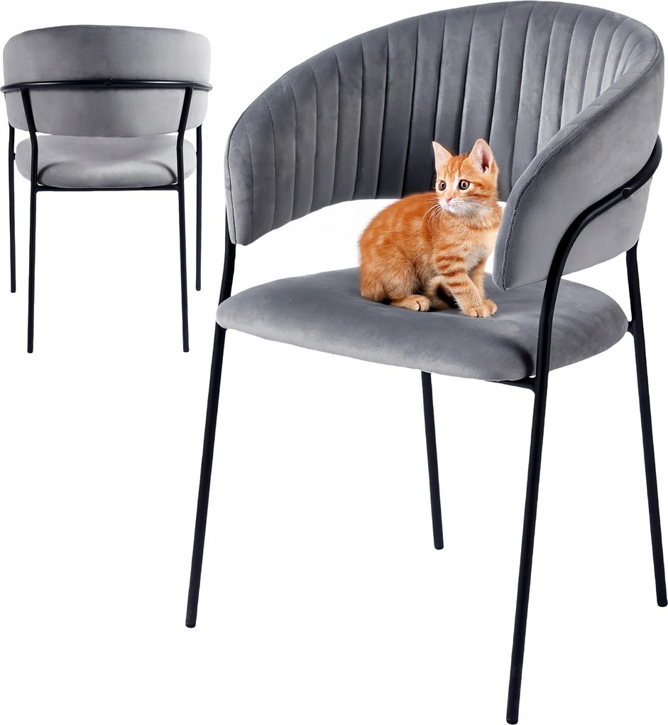 Velúr Szék Bella Szürke Fekete Nappali Étkező Váróterem Kényelmes