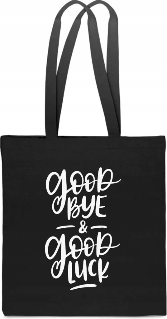 Öko pamut Táska fekete nyomott mintával Good Bye Luck búcsú TT_292