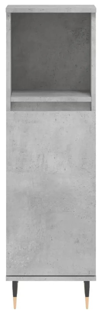 Betonszürke szerelt fa fürdőszobaszekrény 30 x 30 x 100 cm