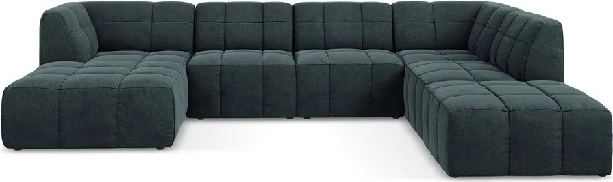 Kék bársony sarokkanapé (U alakú) Aloha – Makamii