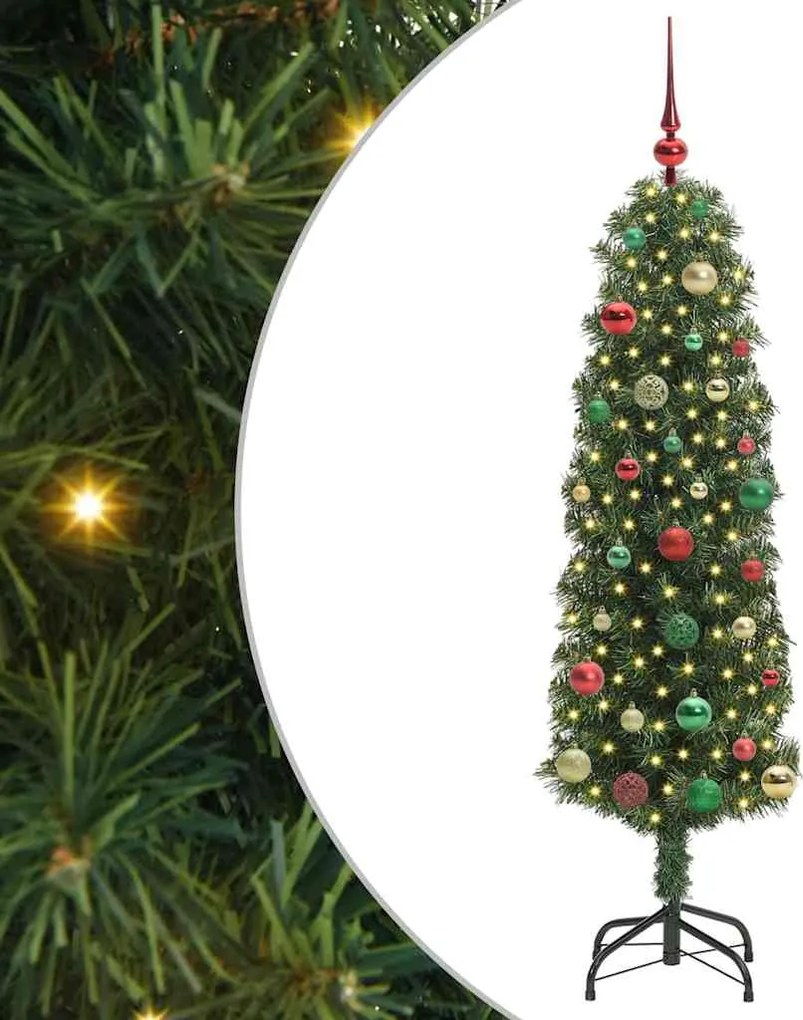 vidaXL Mű karácsonyfa 150 LED-del Zöld 150 cm PVC, acél és műanyag