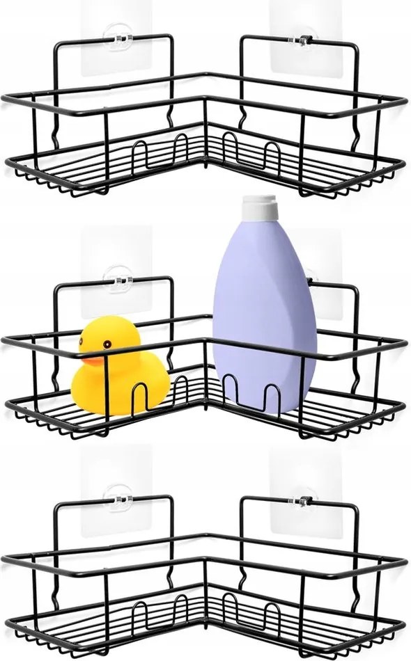 3x Fürdőszoba polc öntapadós zuhany kozmetikumok kiegészítők