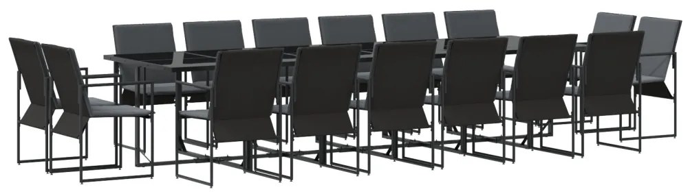 22 Részes Kerti Étkező Szett Párnákkal Acélból és Textilénből