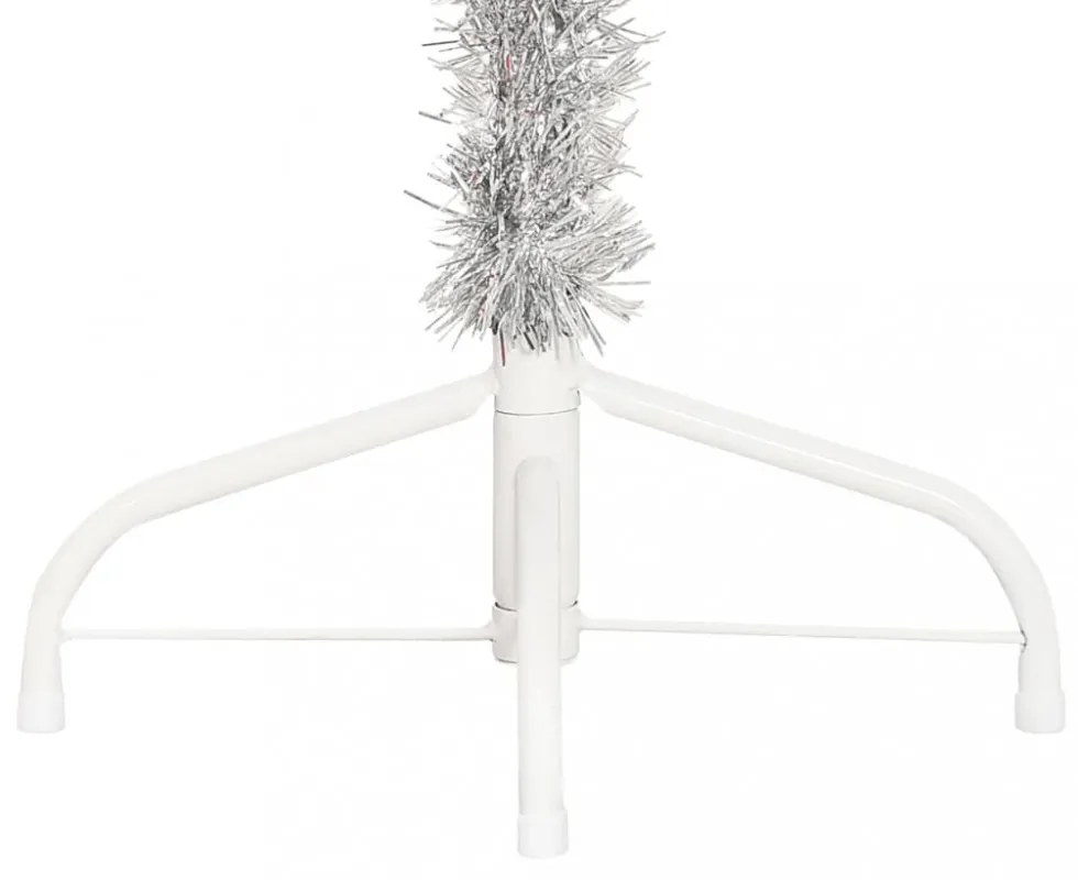 ezüstszínű PET fél műkarácsonyfa állvánnyal 150 cm