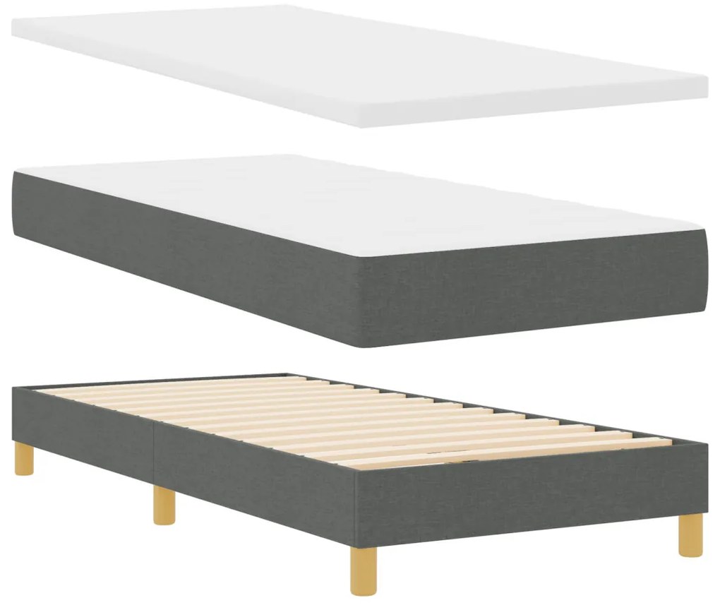 vidaXL LED Box Spring Ágy matracmal Sötétszürke 90 x 190 cm szövet