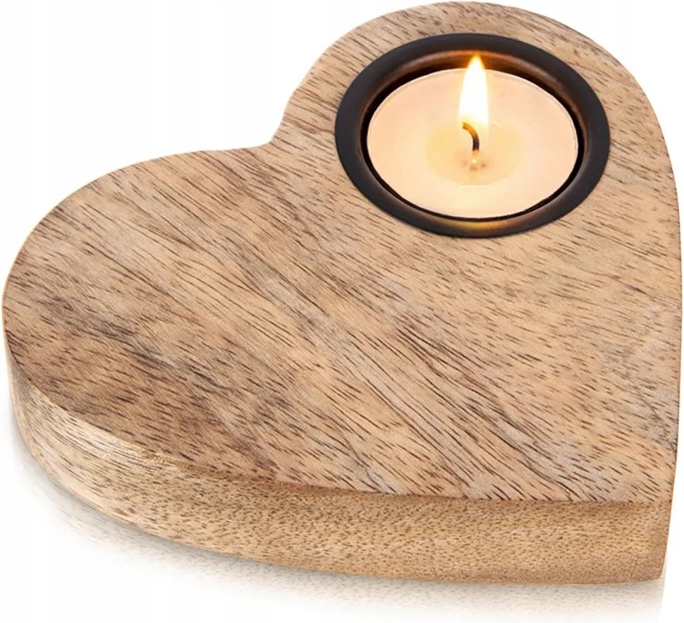 Gyertyatartó Fa állvány gyertyatartó teamécses asztal Szív 13 cm