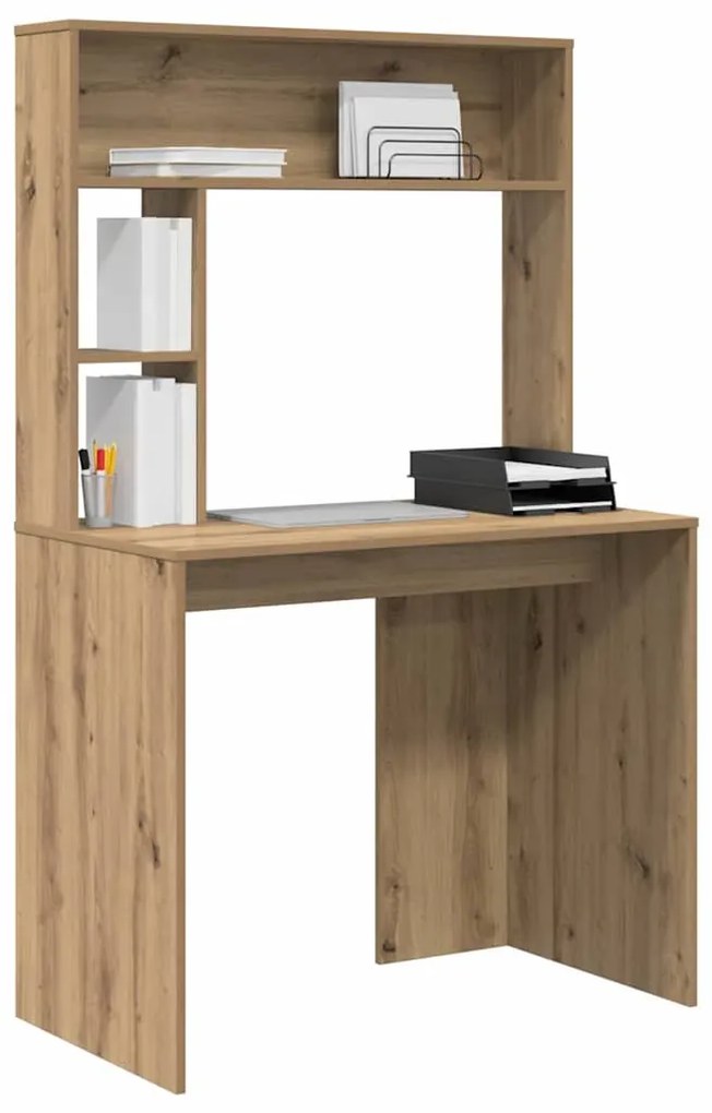 Asztal polcokkal kézműves tölgy 91 x 50 x 149 cm Faanyag