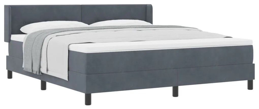 vidaXL Boxspring Ágy Matraccal Sötétszürke 180x200 cm Bársony