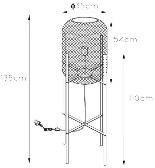 Lucide 45785/01/30 - Állólámpa MESH 1xE27/40W/230V fekete