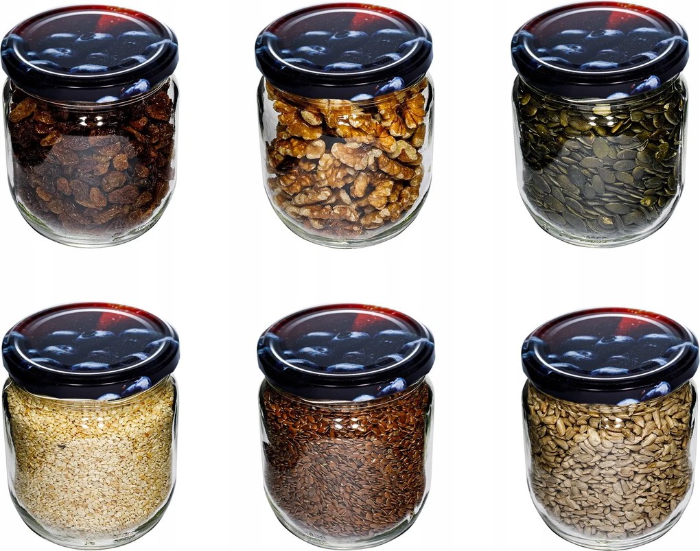 Befőttesüveg 540ml Befőttes Üveg Méz 0,54 l Kupakok 6 Db