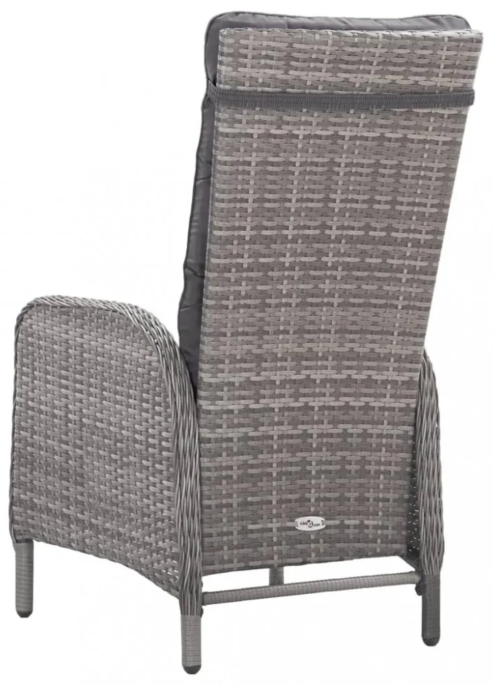 3 részes szürke polyrattan és üveg kerti étkezőgarnitúra