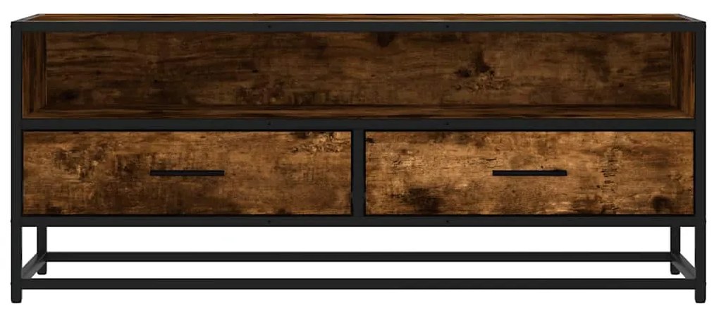 füstös tölgy színű szerelt fa és fém TV-szekrény 100x34,5x40 cm