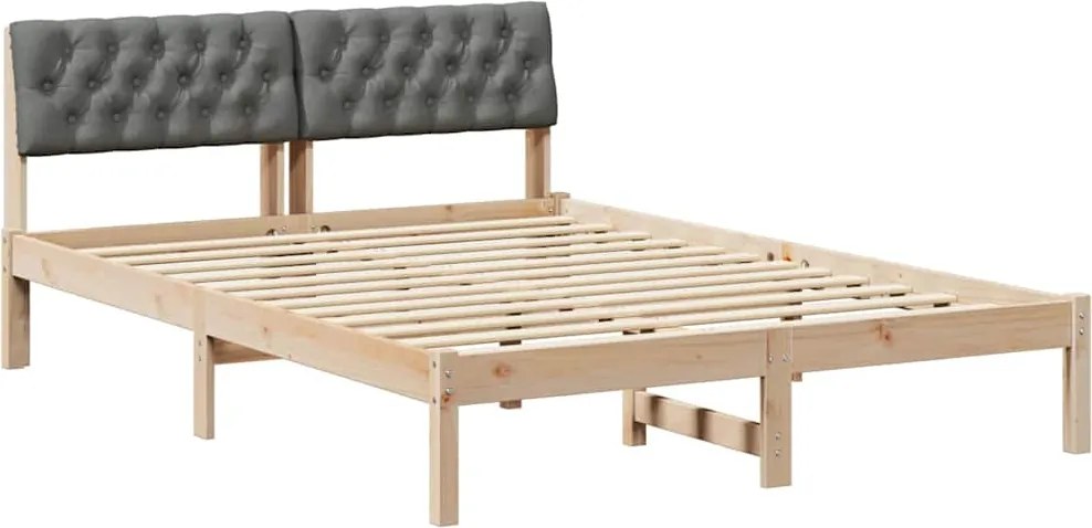 vidaXL Ágykeret barna és sötétszürke 160 x 200 cm Tömör fenyőfa