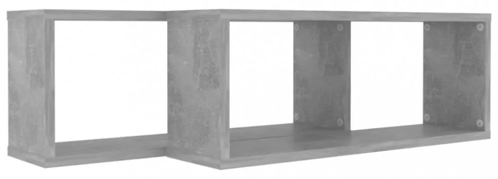 2 db betonszürke szerelt fa négyszögű fali polc 60 x 15 x 23 cm