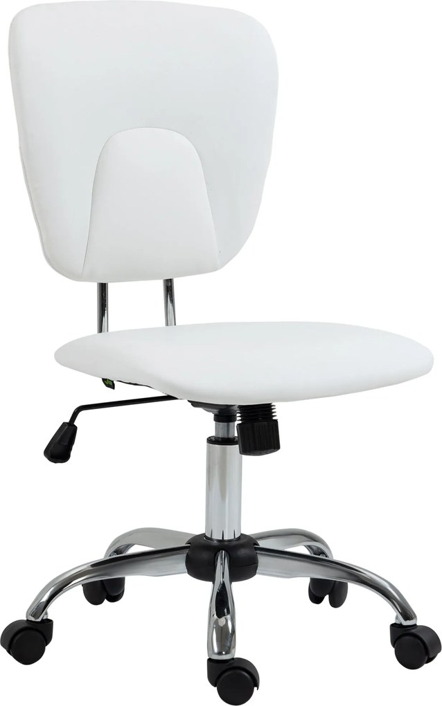 Vinsetto Karfa Nélküli Irodai Szék Diákoknak, Magasság és Dőlésszög Állítással, 120 kg Teherbírással, 50x54x87.5-96.5 cm Fehér | Aosom