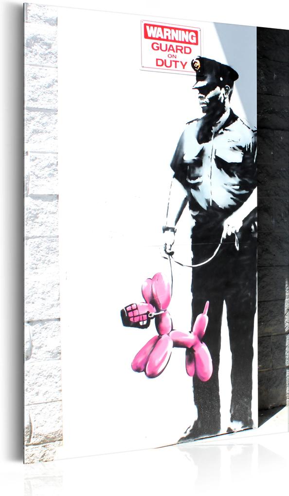 Plakát fémen - Police Guard Pink Balloon Dog by Banksy [Allplate]